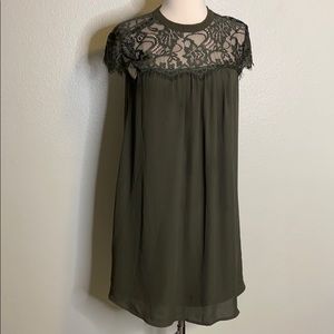 Decree Lace Top Olive Green Dress Size M